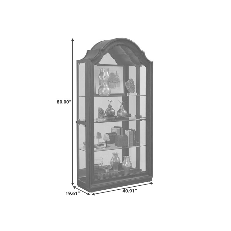 Brown Oak Lighted Side Entry Curio Cabinet