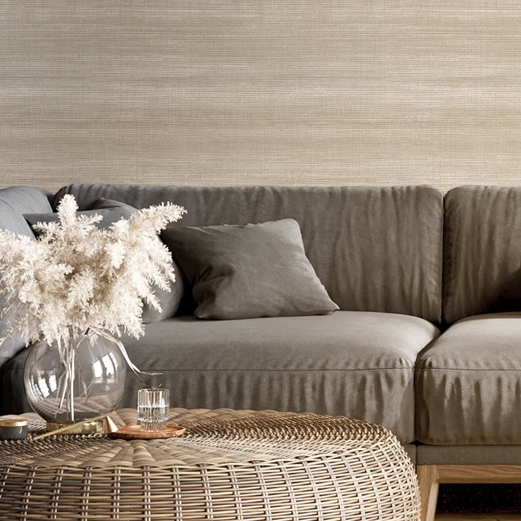 Brown Linen Effect Non-Pasted Washable Wallpaper Roll