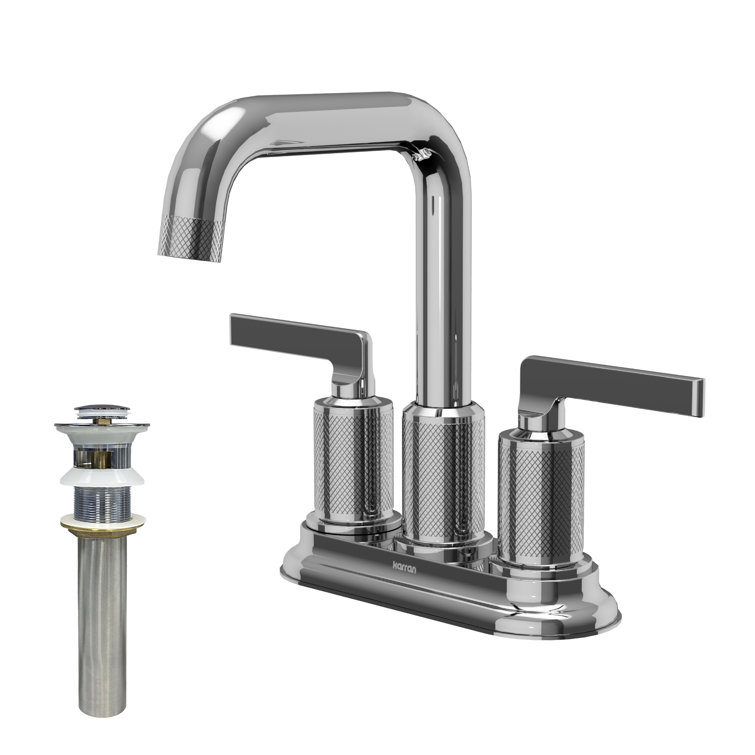 Chrome 2-Handle 4-Inch Centerset Bathroom Faucet with Pop-Up Drain