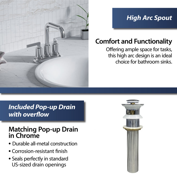 Chrome 2-Handle 4-Inch Centerset Bathroom Faucet with Pop-Up Drain