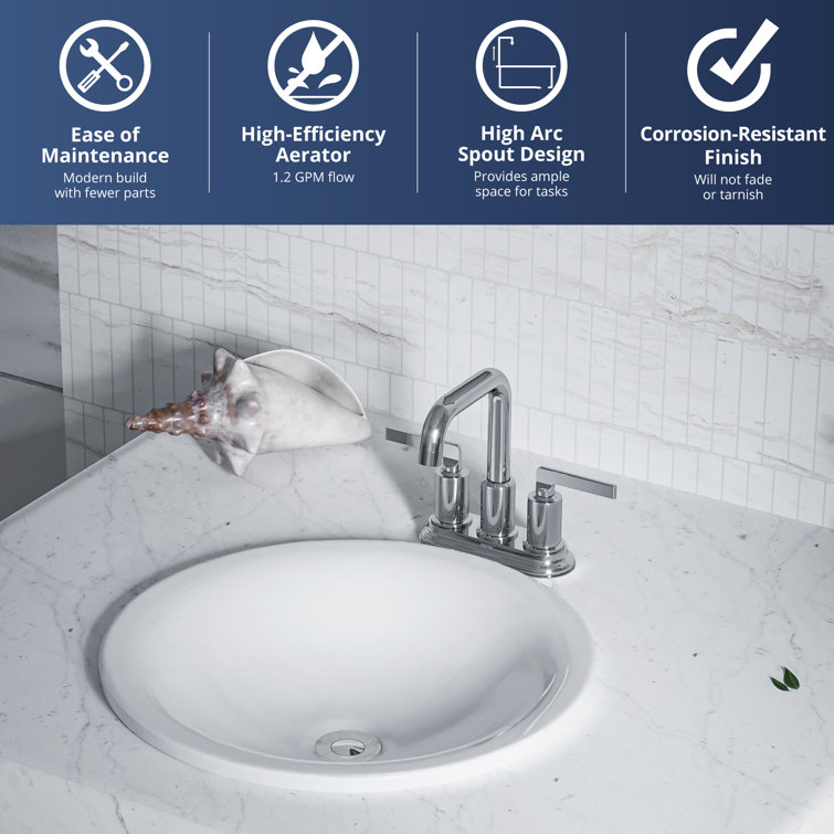 Chrome 2-Handle 4-Inch Centerset Bathroom Faucet with Pop-Up Drain