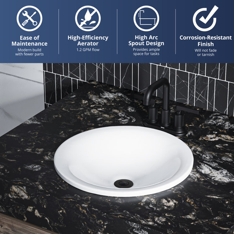 Matte Black Brass Centerset Bathroom Faucet with Pop-up Drain