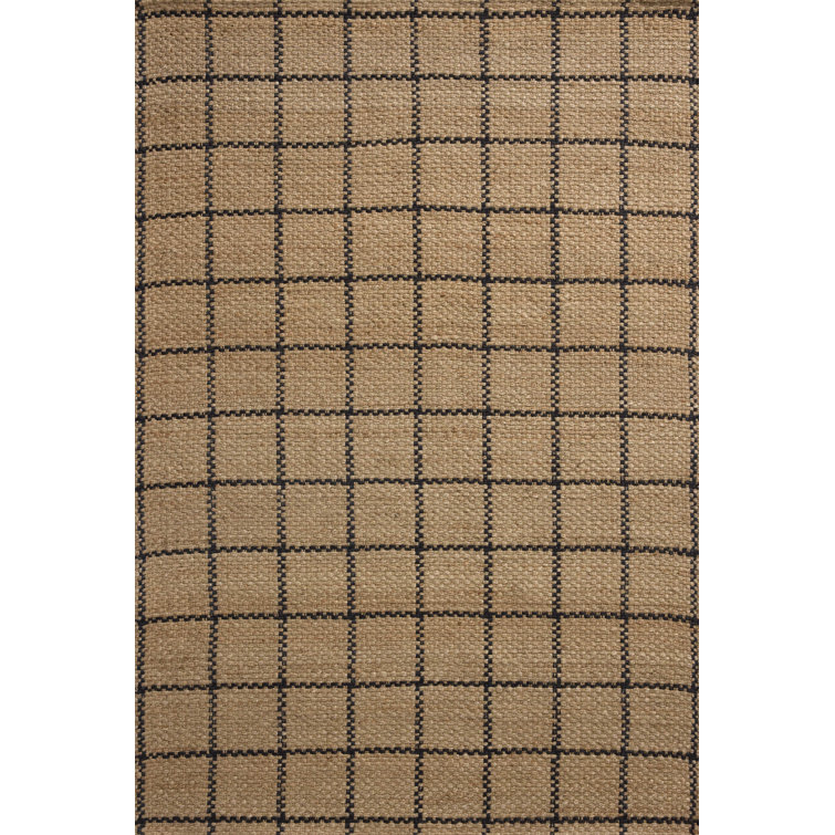 Natural Black Rectangular Synthetic Area Rug 5' x 7'