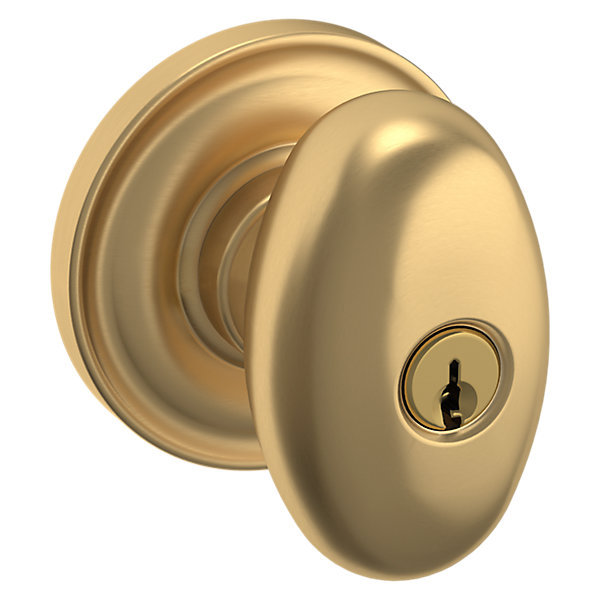 Vintage Brass Keyed Entry Egg Knob with Classic Rose