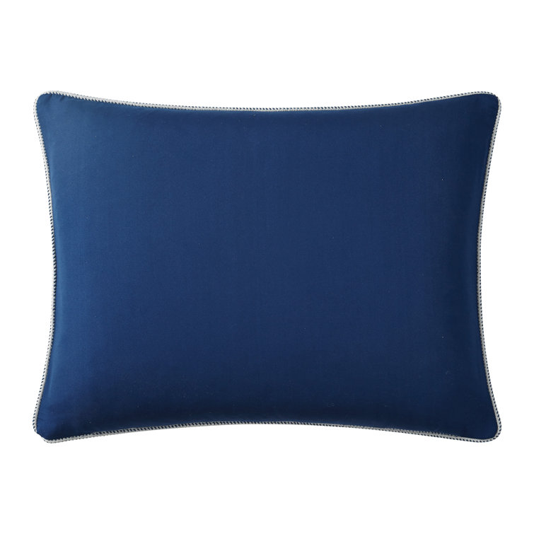 Navy and Ivory Damask Queen Reversible Comforter Set