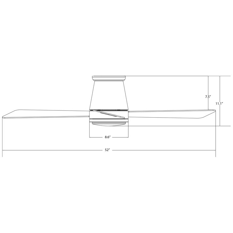 Matte Black 52" Smart Flush Mount Ceiling Fan with LED Light