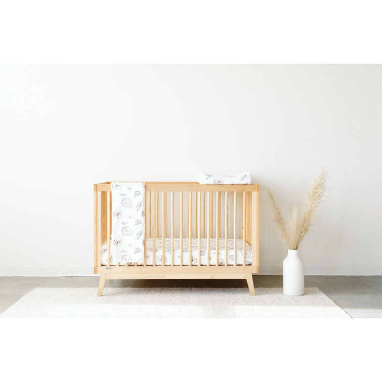 Natural Beechwood 3-in-1 Convertible Crib with Adjustable Height