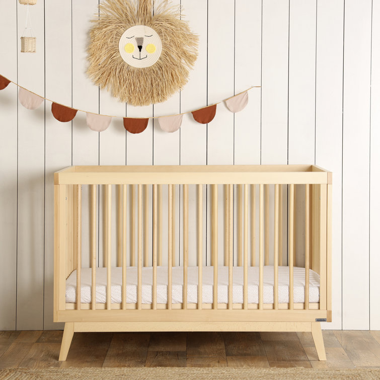 Natural Beechwood 3-in-1 Convertible Crib with Adjustable Height