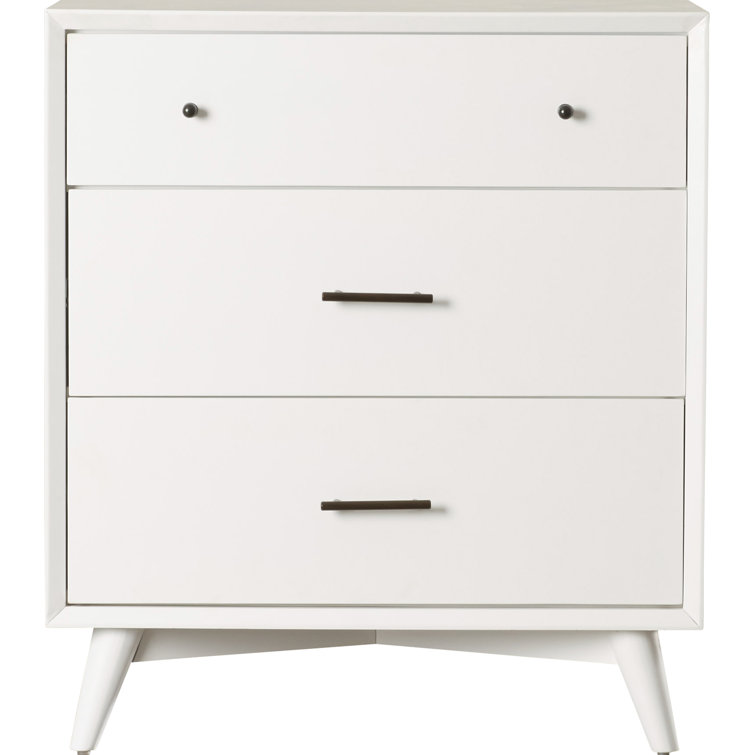 Flynn Transitional 3-Drawer Solid Mahogany Chest in White