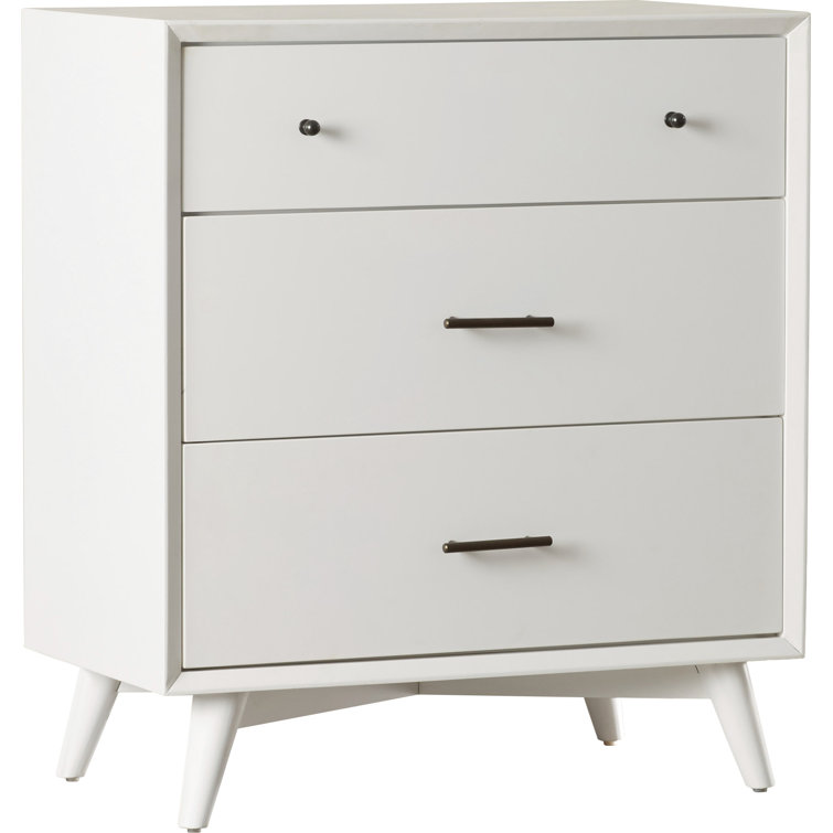 Flynn Transitional 3-Drawer Solid Mahogany Chest in White