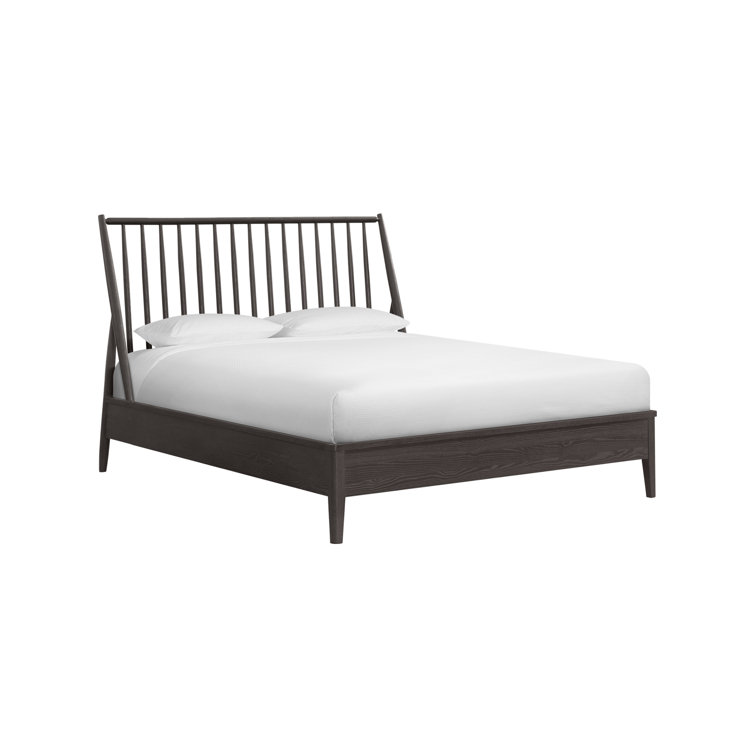 Black Solid Ash Queen Bed Frame with Spindle Headboard