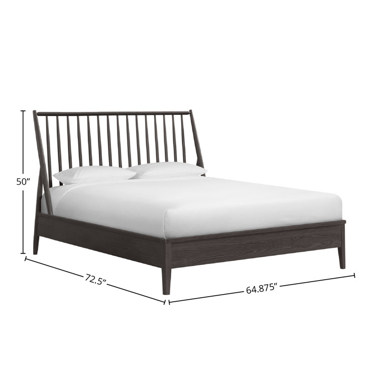 Black Solid Ash Queen Bed Frame with Spindle Headboard