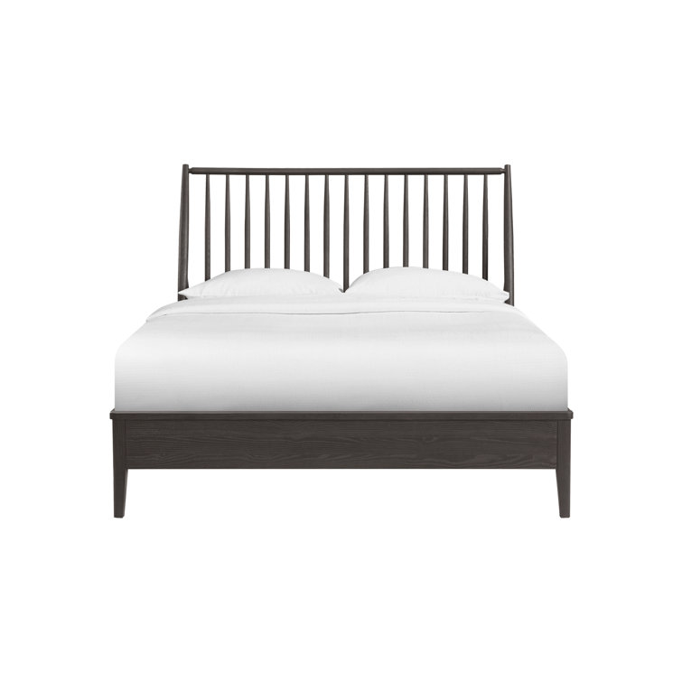 Black Solid Ash Queen Bed Frame with Spindle Headboard