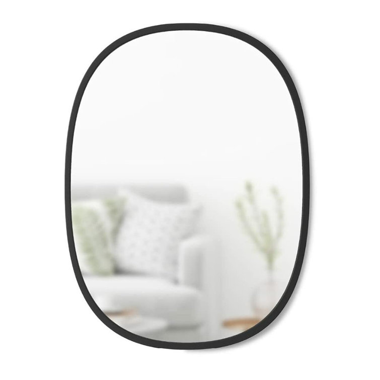 Sleek Modern Oval Hub Wall Mirror 18"x24" in Black