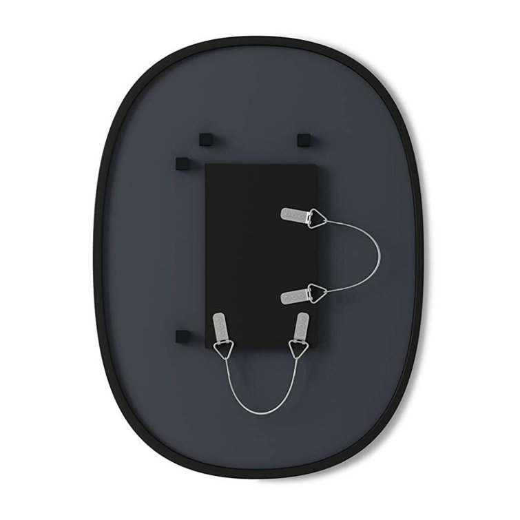 Sleek Modern Oval Hub Wall Mirror 18"x24" in Black