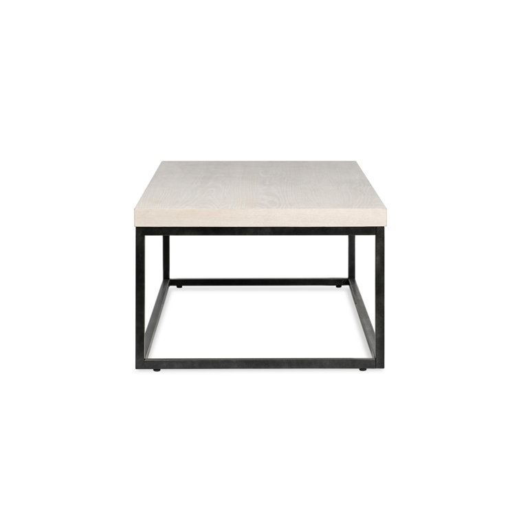 Brayton 52" White Wash Rectangular Coffee Table with Metal Frame