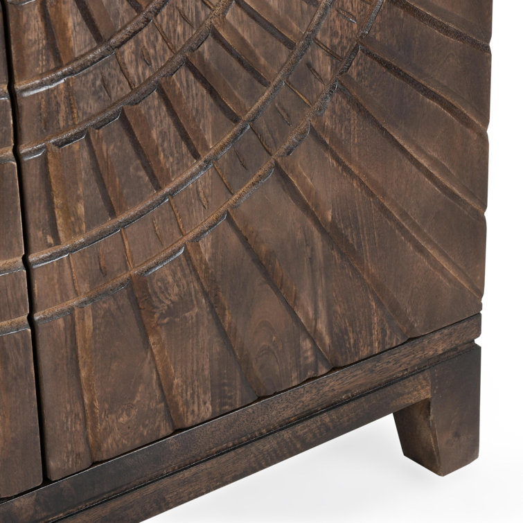 Vivienne Beige and Brown Mango Wood Bar Cabinet