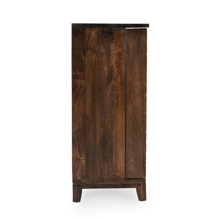 Vivienne Beige and Brown Mango Wood Bar Cabinet