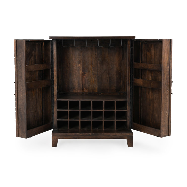 Vivienne Beige and Brown Mango Wood Bar Cabinet