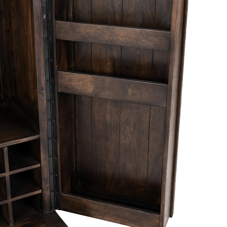 Vivienne Beige and Brown Mango Wood Bar Cabinet