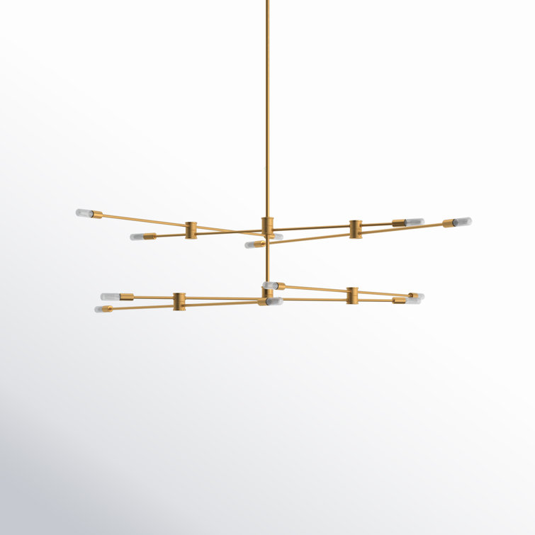 Warm Brass 12-Light Adjustable Sputnik Chandelier