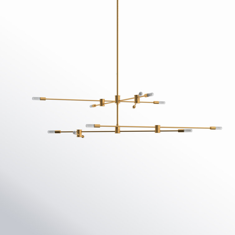 Warm Brass 12-Light Adjustable Sputnik Chandelier