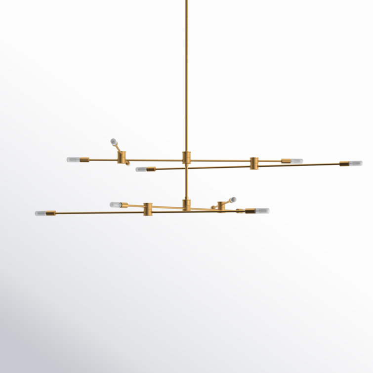 Warm Brass 12-Light Adjustable Sputnik Chandelier