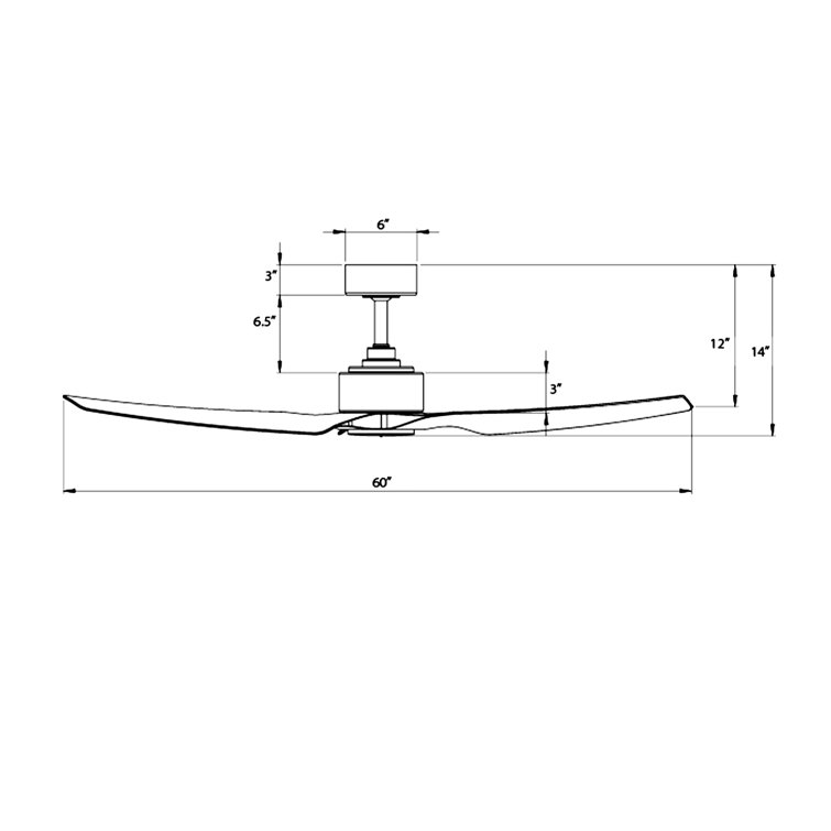 60" Matte Black Smart Ceiling Fan with Remote and 3 Blades