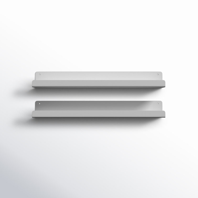 White Metal Floating Wall Shelves Set of 2