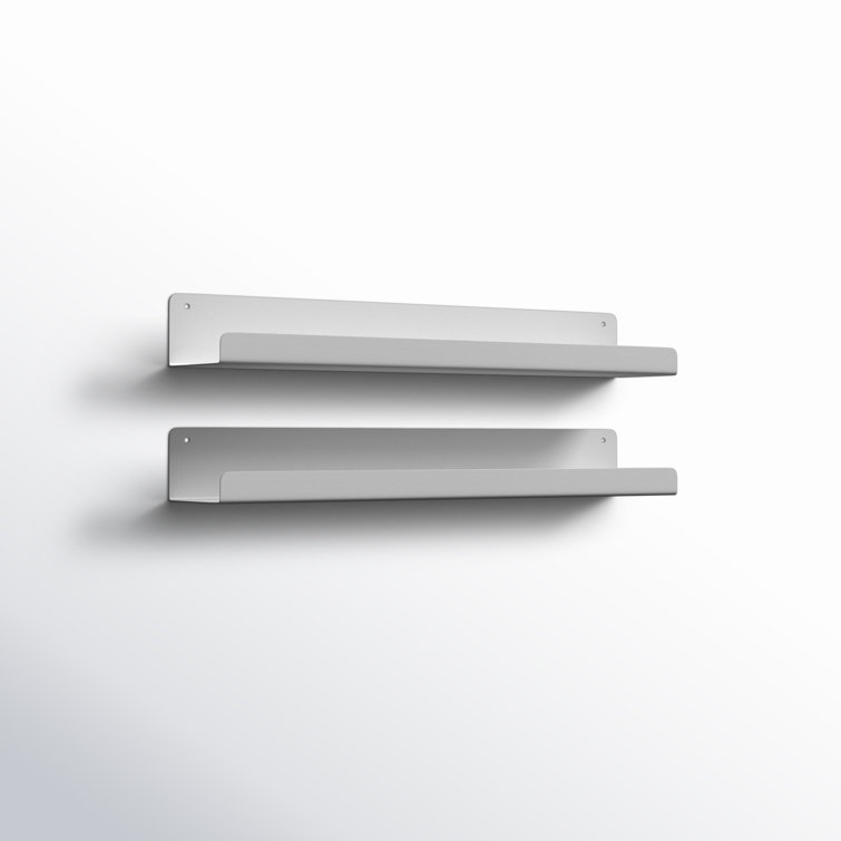 White Metal Floating Wall Shelves Set of 2