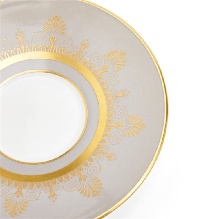 Anthemion Gray and Gold Teacup with Saucer