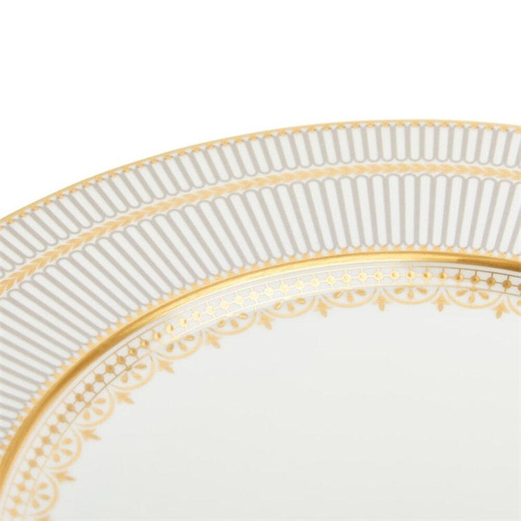 Anthemion Gray Porcelain Dinner Plate with Gold Trim