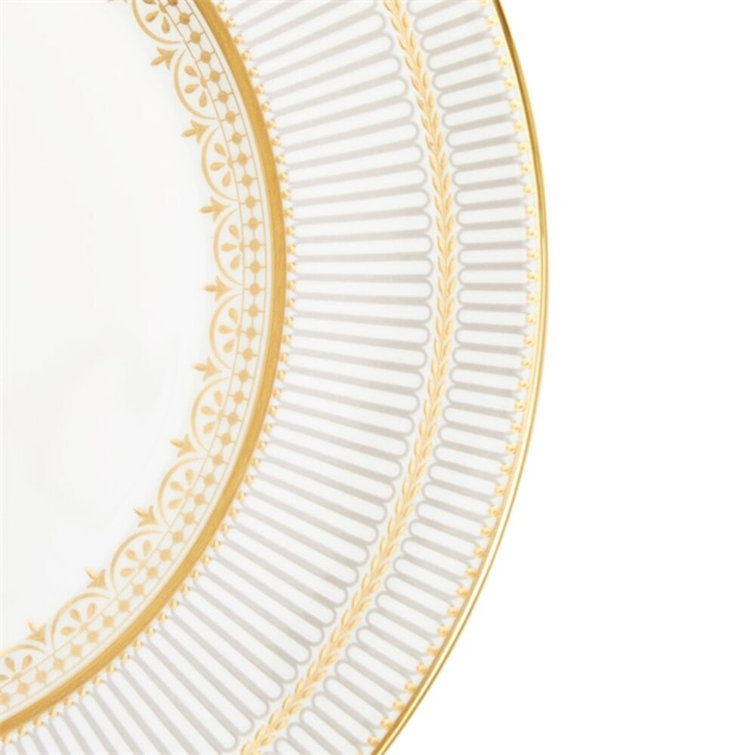 Anthemion Gray Porcelain Dinner Plate with Gold Trim