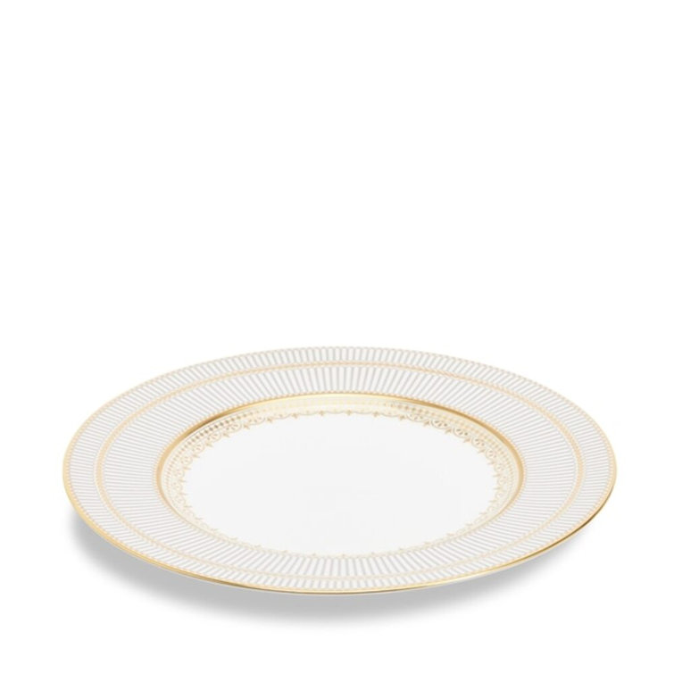 Anthemion Gray Porcelain Dinner Plate with Gold Trim