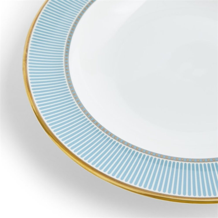 Helia Handcrafted Porcelain Salad/Dessert Plate with Gold Accents