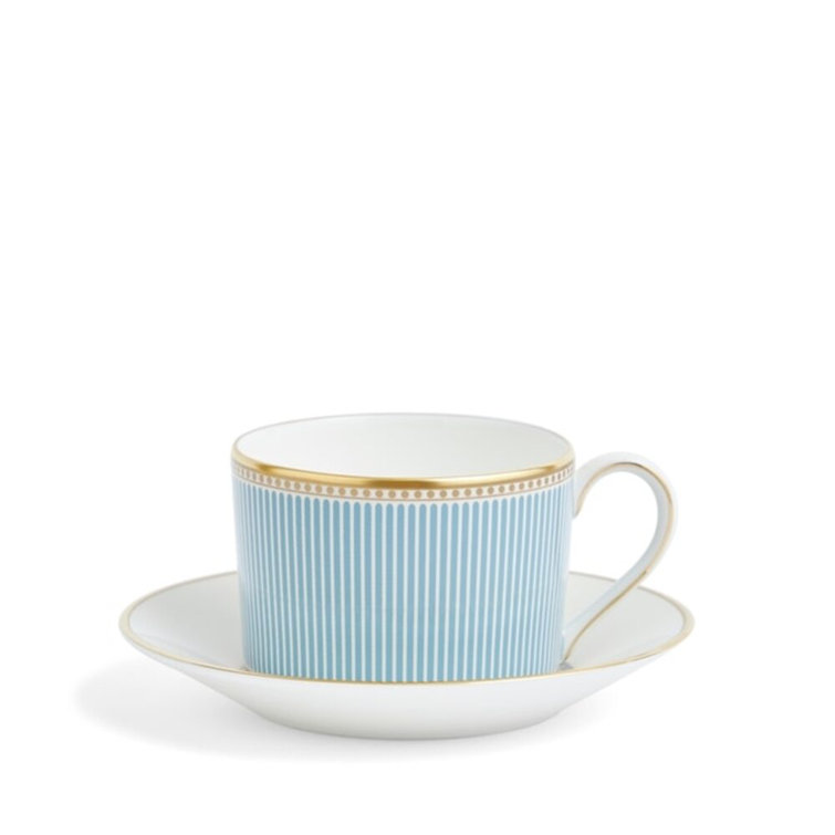 Helia Blue and Gold Fine Bone China Teacup with Saucer