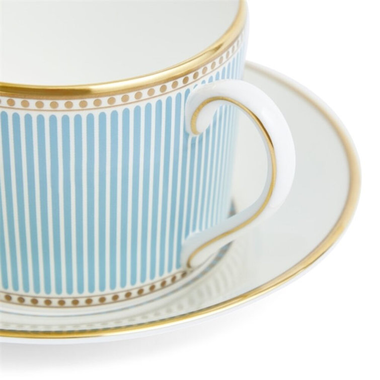 Helia Blue and Gold Fine Bone China Teacup with Saucer
