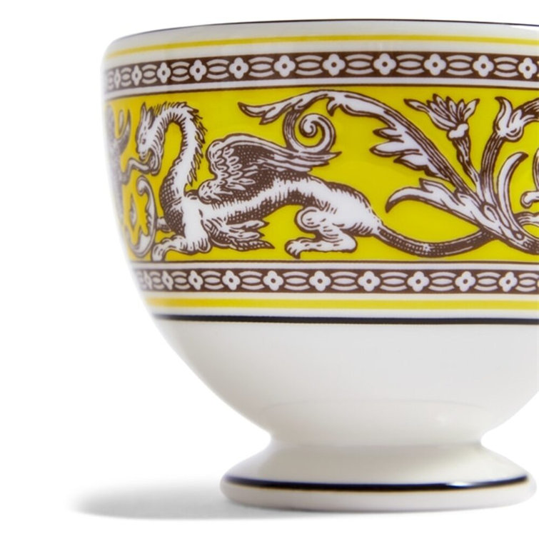 Yellow Round Bone China Teacup and Saucer Set