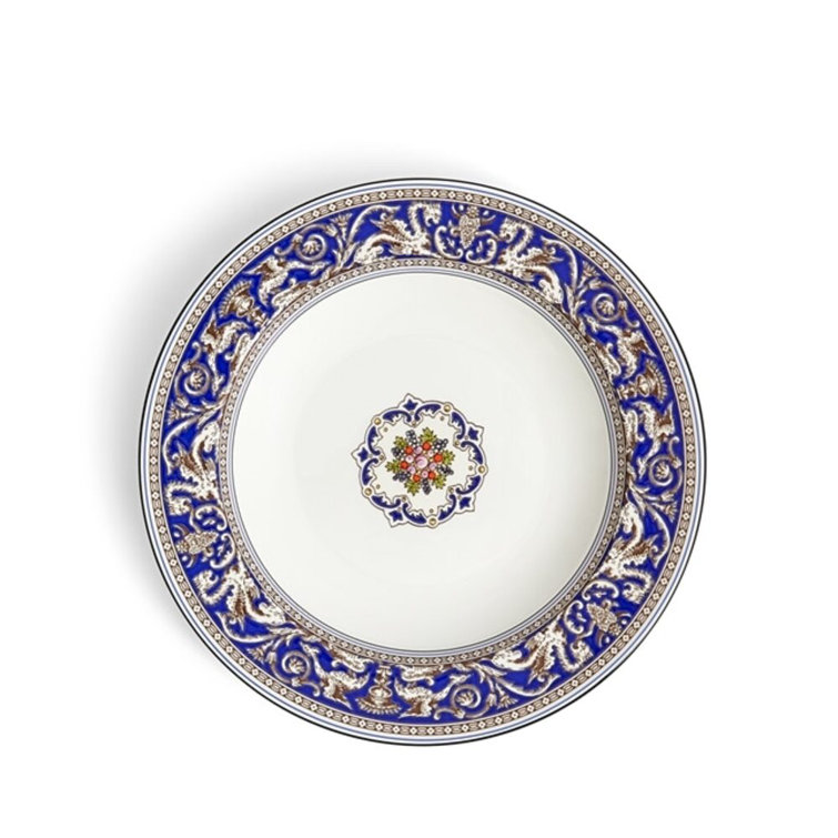 Wedgwood Florentine Blue Ceramic Rim Soup Bowl 8.9 Inch