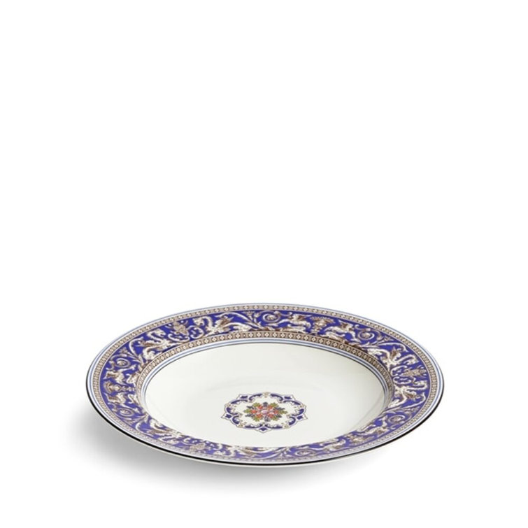 Wedgwood Florentine Blue Ceramic Rim Soup Bowl 8.9 Inch
