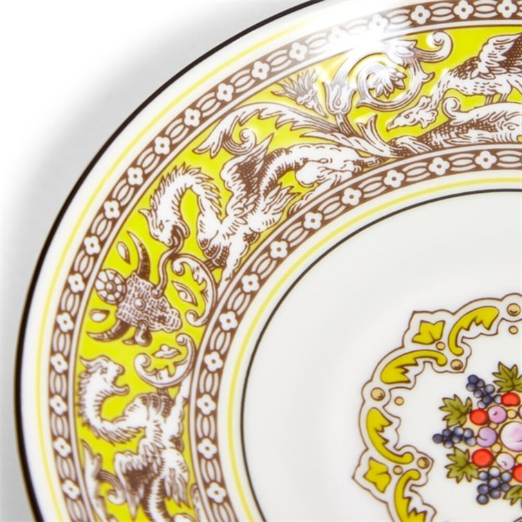 Yellow Round Bone China Teacup and Saucer Set