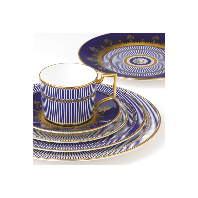 Handcrafted Blue and Gold Porcelain Dinner Plate