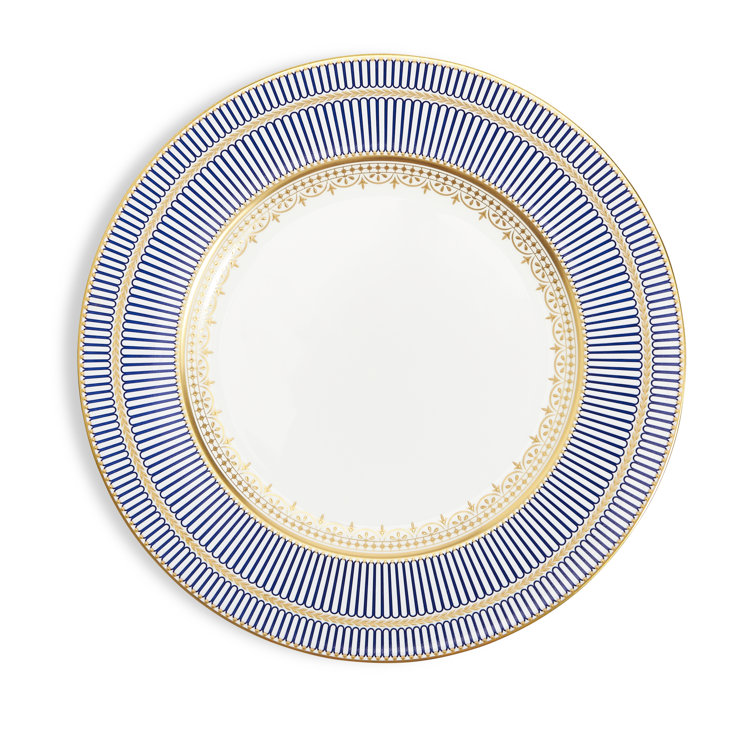 Handcrafted Blue and Gold Porcelain Dinner Plate