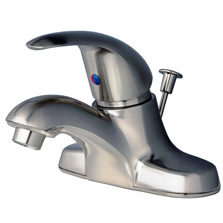 Brushed Nickel Single Handle Centerset Bathroom Faucet with Pop-Up Drain