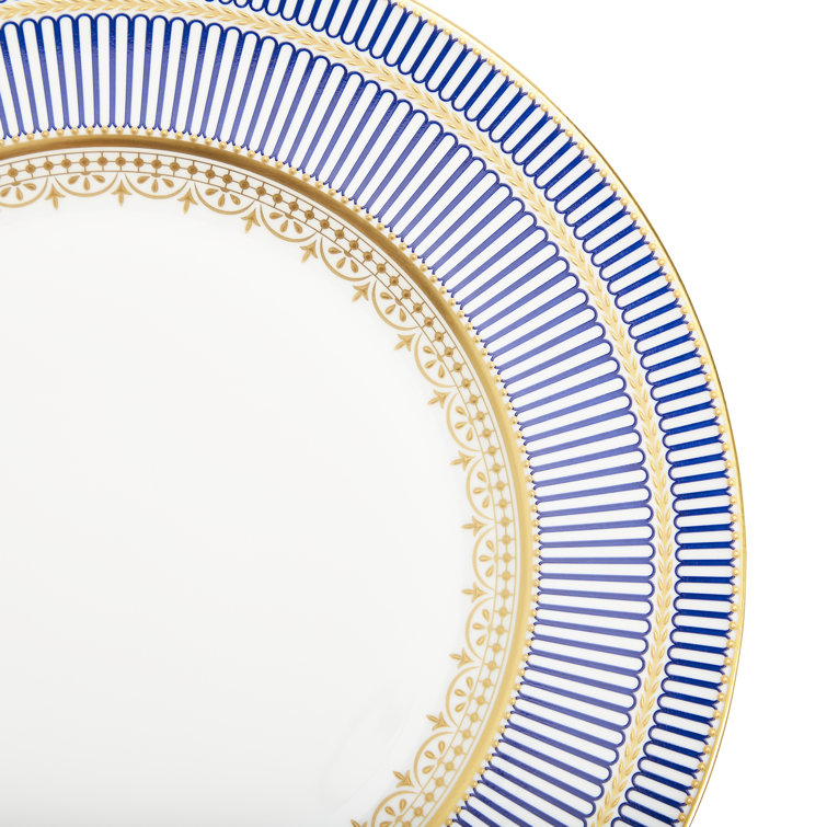 Handcrafted Blue and Gold Porcelain Dinner Plate
