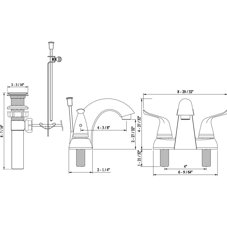 Brushed Nickel 2-Handle Centerset Bathroom Faucet with Pop-Up Drain