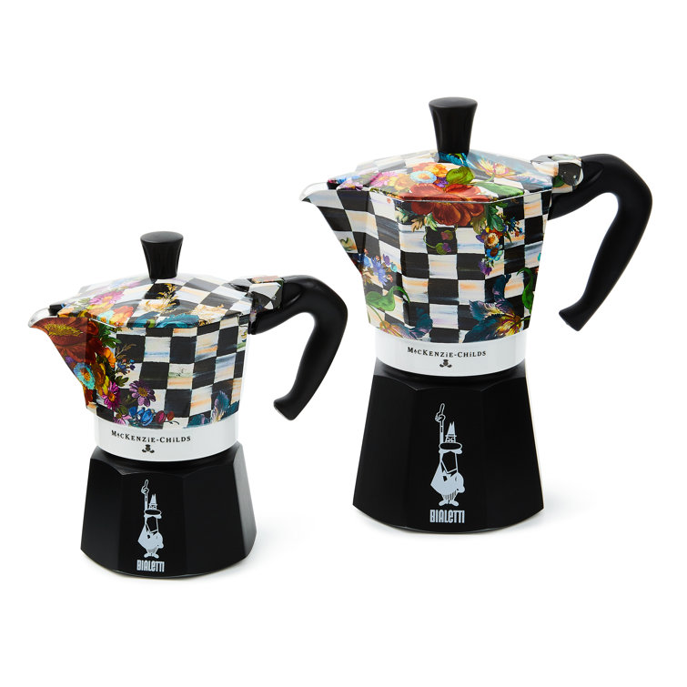 Floral Checkered Aluminum 6-Cup Stovetop Moka Pot