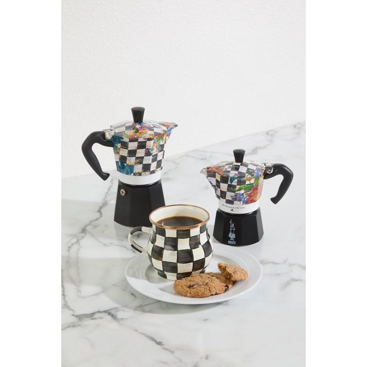 Floral Checkered Aluminum 6-Cup Stovetop Moka Pot