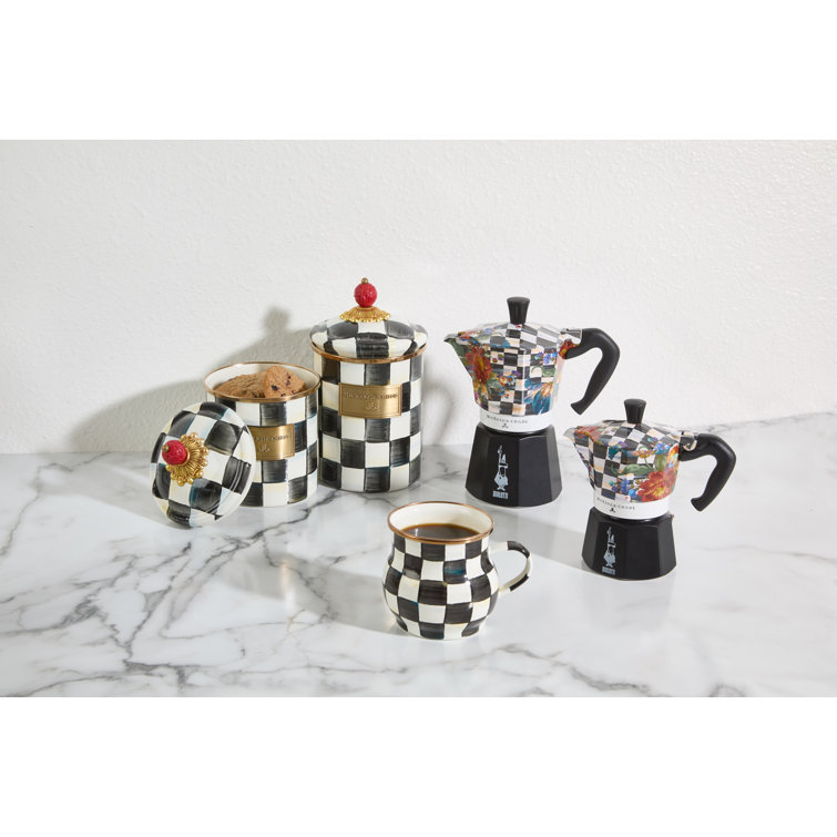 Floral Checkered Aluminum 6-Cup Stovetop Moka Pot