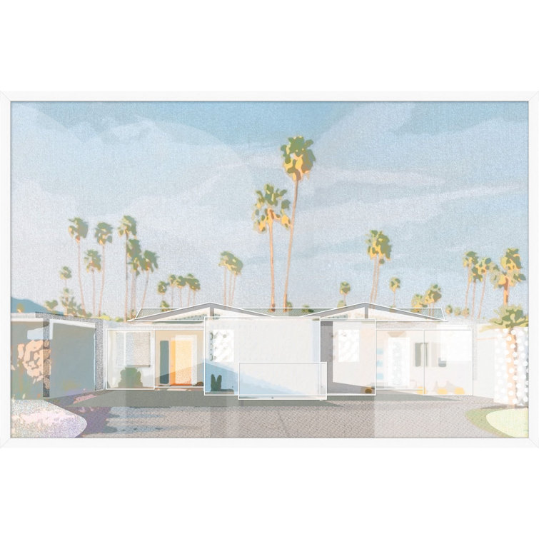 Matte White Solid Wood Framed Palm Springs House Art